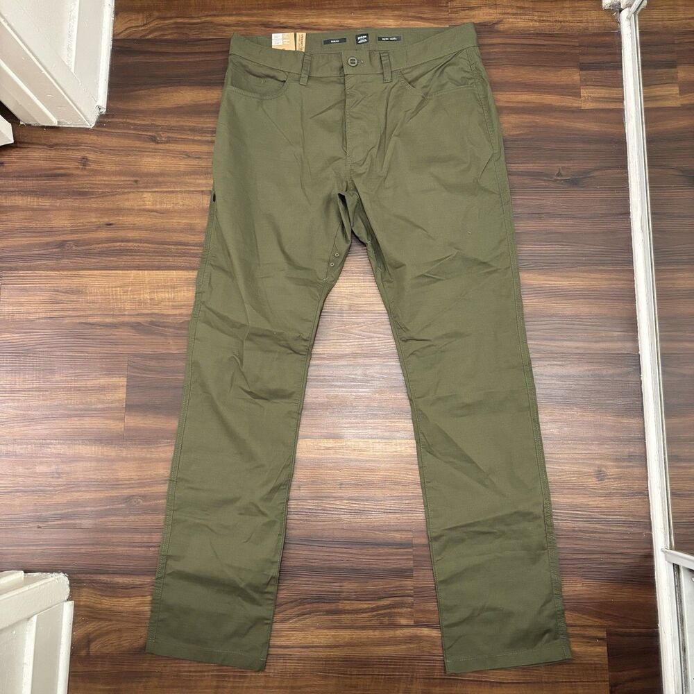 NWT prAna Men’s Sz 36x34 Cargo Green Double Peak Slim Pants Straight Leg
